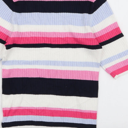 Marks & Spencer Womens Multicoloured Round Neck Striped Viscose Pullover Jumper Size 10