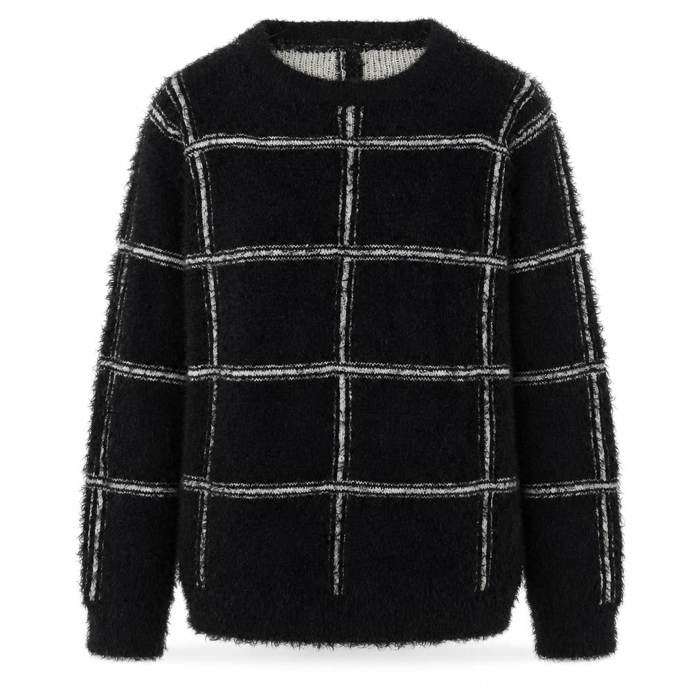 AKD-A-WEST Womens Black Round Neck Geometric Polyester Pullover Jumper Size 14
