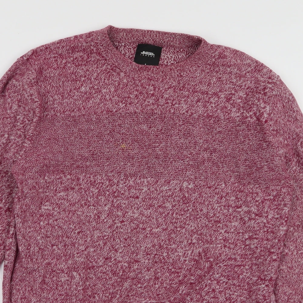 Burton Mens Red Round Neck  Cotton Pullover Jumper Size S