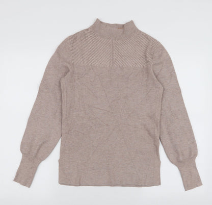 Marks & Spencer Womens Beige High Neck  Polyester Pullover Jumper Size XS