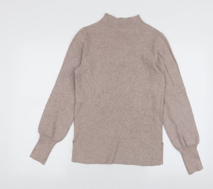 Marks & Spencer Womens Beige High Neck  Polyester Pullover Jumper Size XS