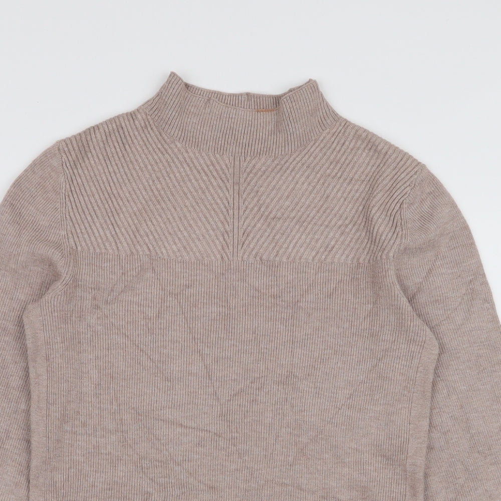 Marks and Spencer Womens Beige High Neck  Polyester Pullover Jumper Size XS