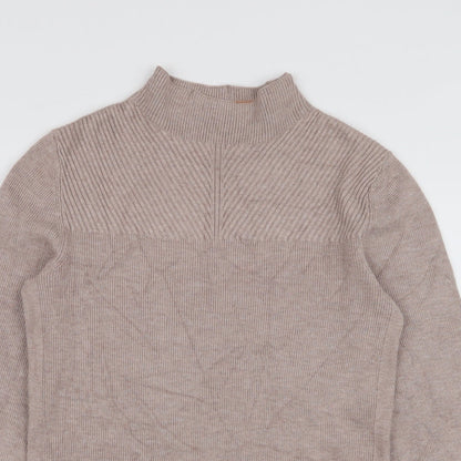 Marks & Spencer Womens Beige High Neck  Polyester Pullover Jumper Size XS