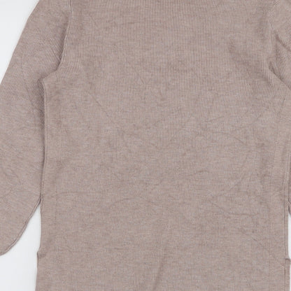 Marks & Spencer Womens Beige High Neck  Polyester Pullover Jumper Size XS