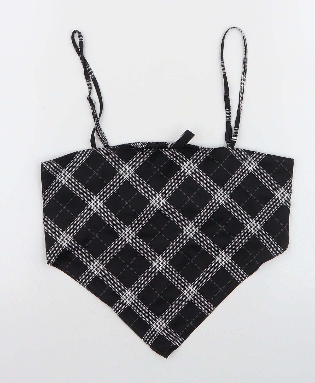 H&M Womens Black Plaid Polyester Camisole Tank Size XS Square Neck