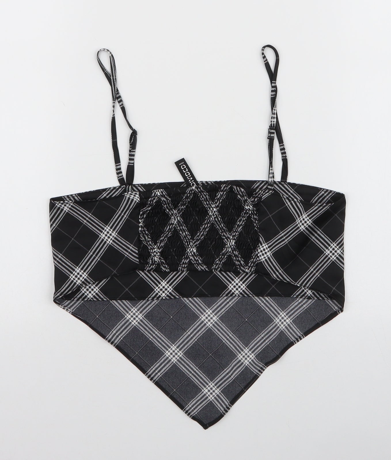 H&M Womens Black Plaid Polyester Camisole Tank Size XS Square Neck