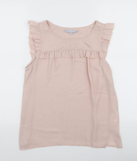 Red Herring Womens Pink  Polyester Basic Blouse Size 10 Round Neck