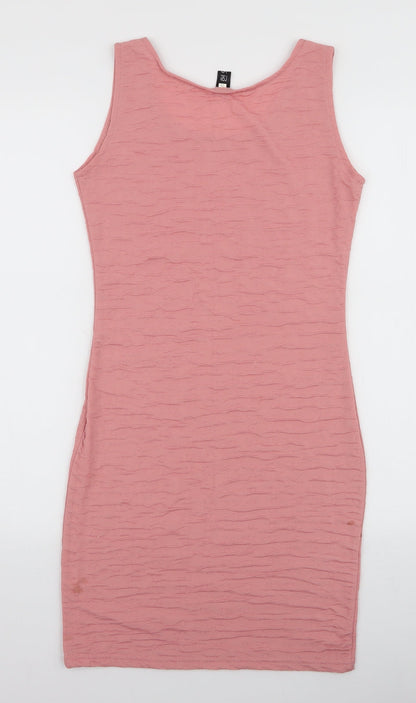 Preloved Preworn Womens Pink  Polyester Bodycon  Size S  Round Neck Pullover - Back