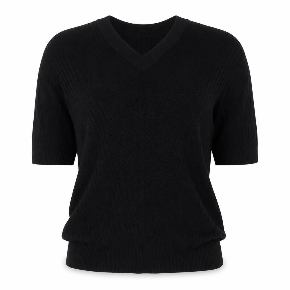Marks & Spencer Womens Black V-Neck  Viscose Pullover Jumper Size S