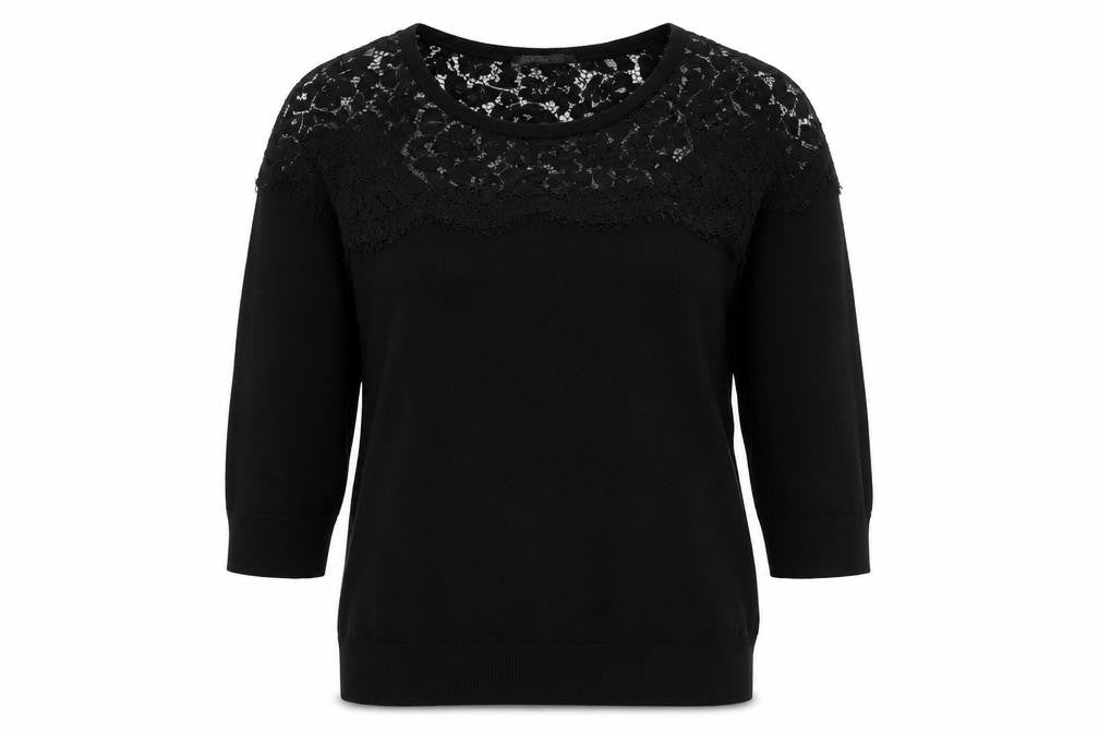 Bonmarché Womens Black Round Neck Polyester Pullover Jumper Size S