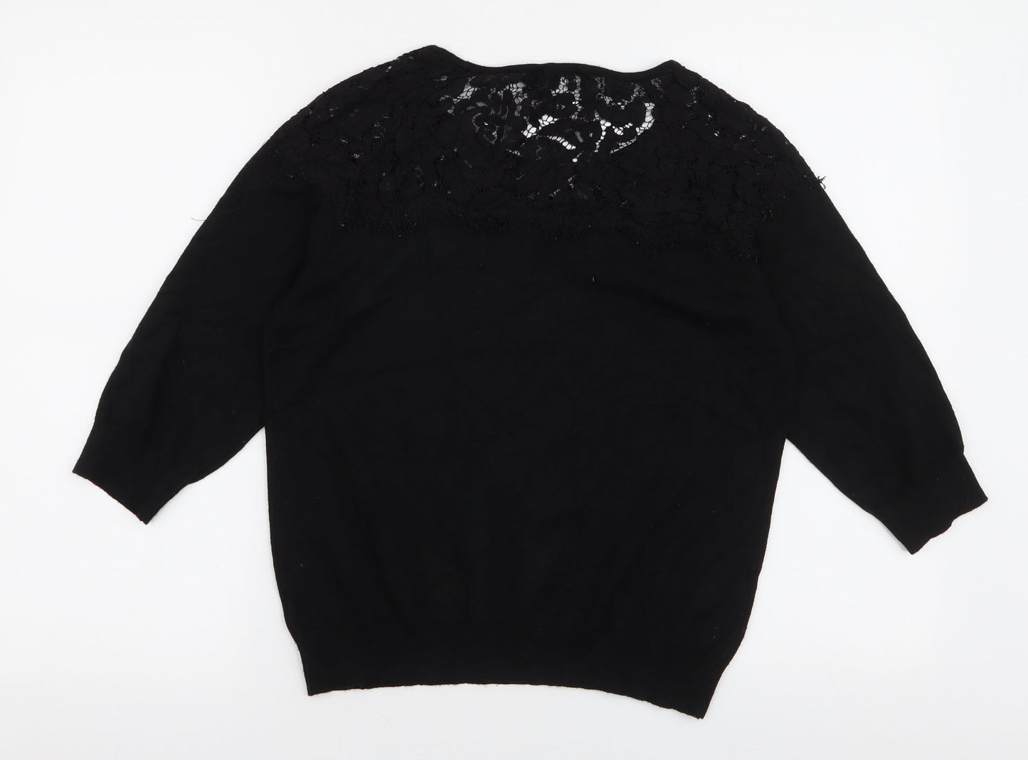 Bonmarche Womens Black Round Neck  Polyester Pullover Jumper Size S