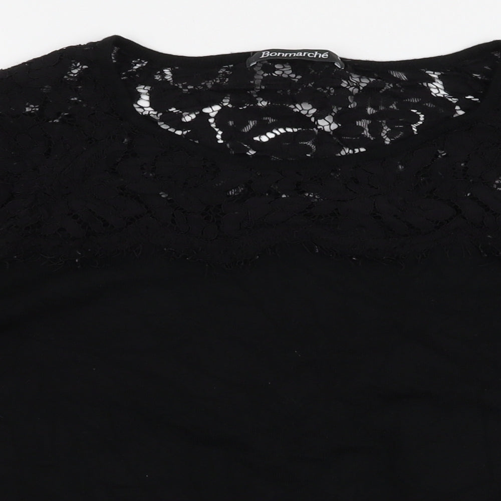 Bonmarche Womens Black Round Neck  Polyester Pullover Jumper Size S