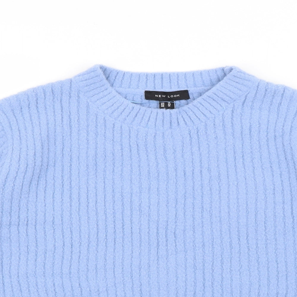 New Look Womens Blue Crew Neck  Nylon Pullover Jumper Size 14