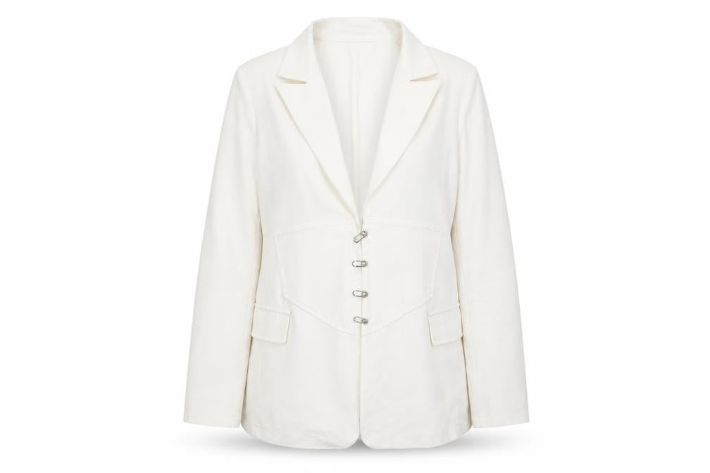 PRETTYLITTLETHING Womens White  Polyester Jacket Blazer Size 12   - Corset Detail