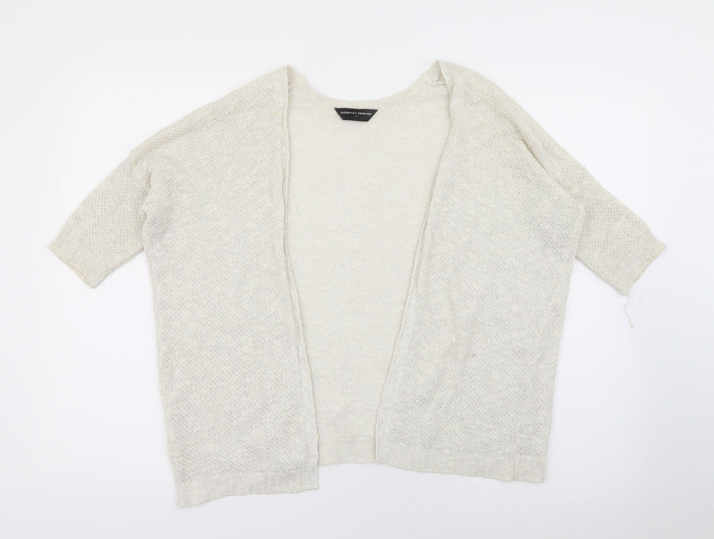 Dorothy Perkins Womens Ivory V-Neck  Acrylic Cardigan Jumper Size S   - Sparkle