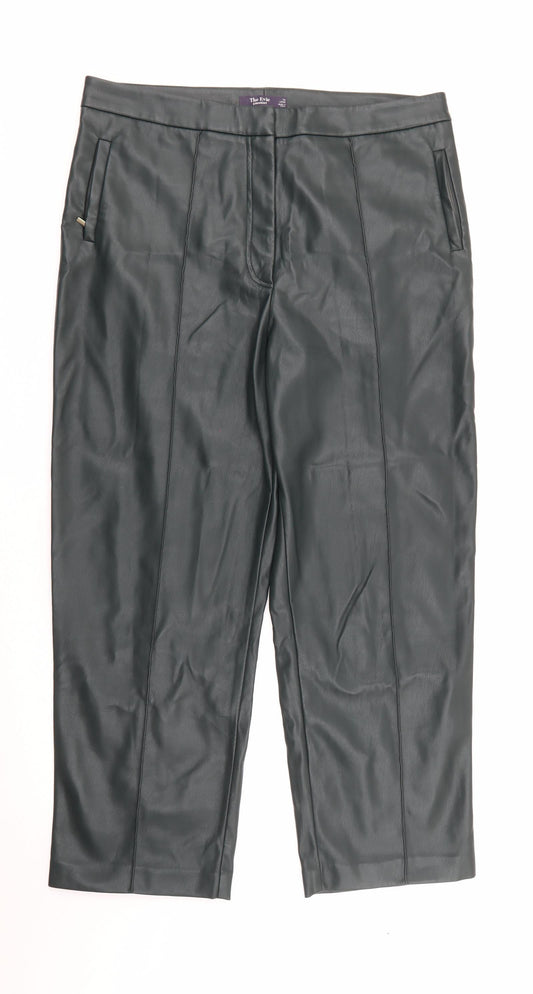 Marks and Spencer Womens Green  Polyurethane Trousers  Size 16 L26 in Regular Zip