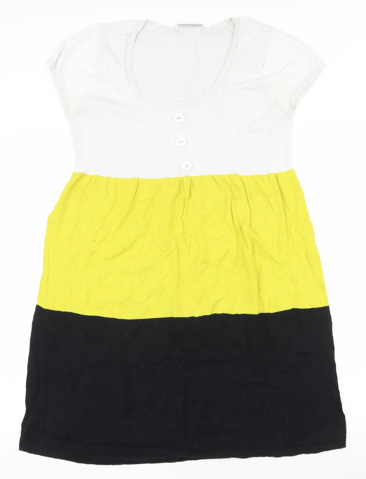 Wallis Womens Multicoloured Colourblock Cotton Jumper Dress  Size M  Scoop Neck Pullover