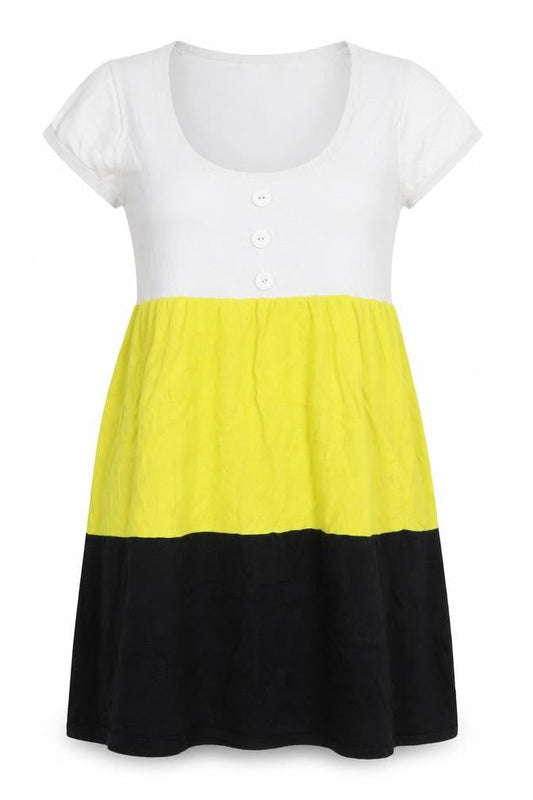Wallis Womens Multicoloured Colourblock Cotton Jumper Dress  Size M  Scoop Neck Pullover