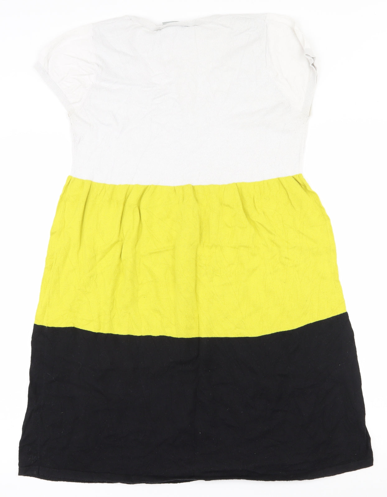 Wallis Womens Multicoloured Colourblock Cotton Jumper Dress  Size M  Scoop Neck Pullover
