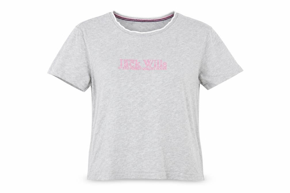 Jack Wills Womens Grey  Cotton Basic T-Shirt Size 8 Round Neck