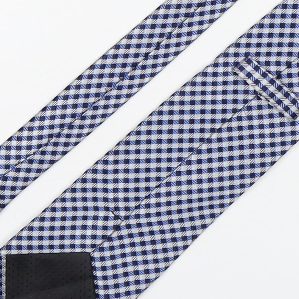 PreWorn  Mens Blue Plaids & Checks Polyester Pointed Tie One Size