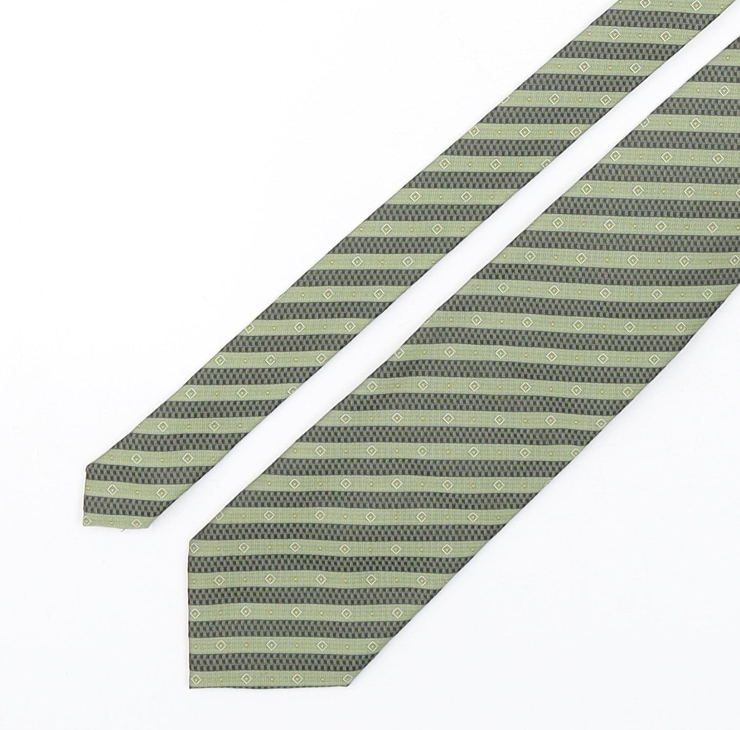 Hector & Arnold  Mens Green Striped Polyester Pointed Tie One Size