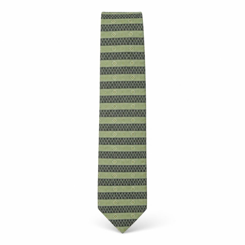 Hector & Arnold  Mens Green Striped Polyester Pointed Tie One Size