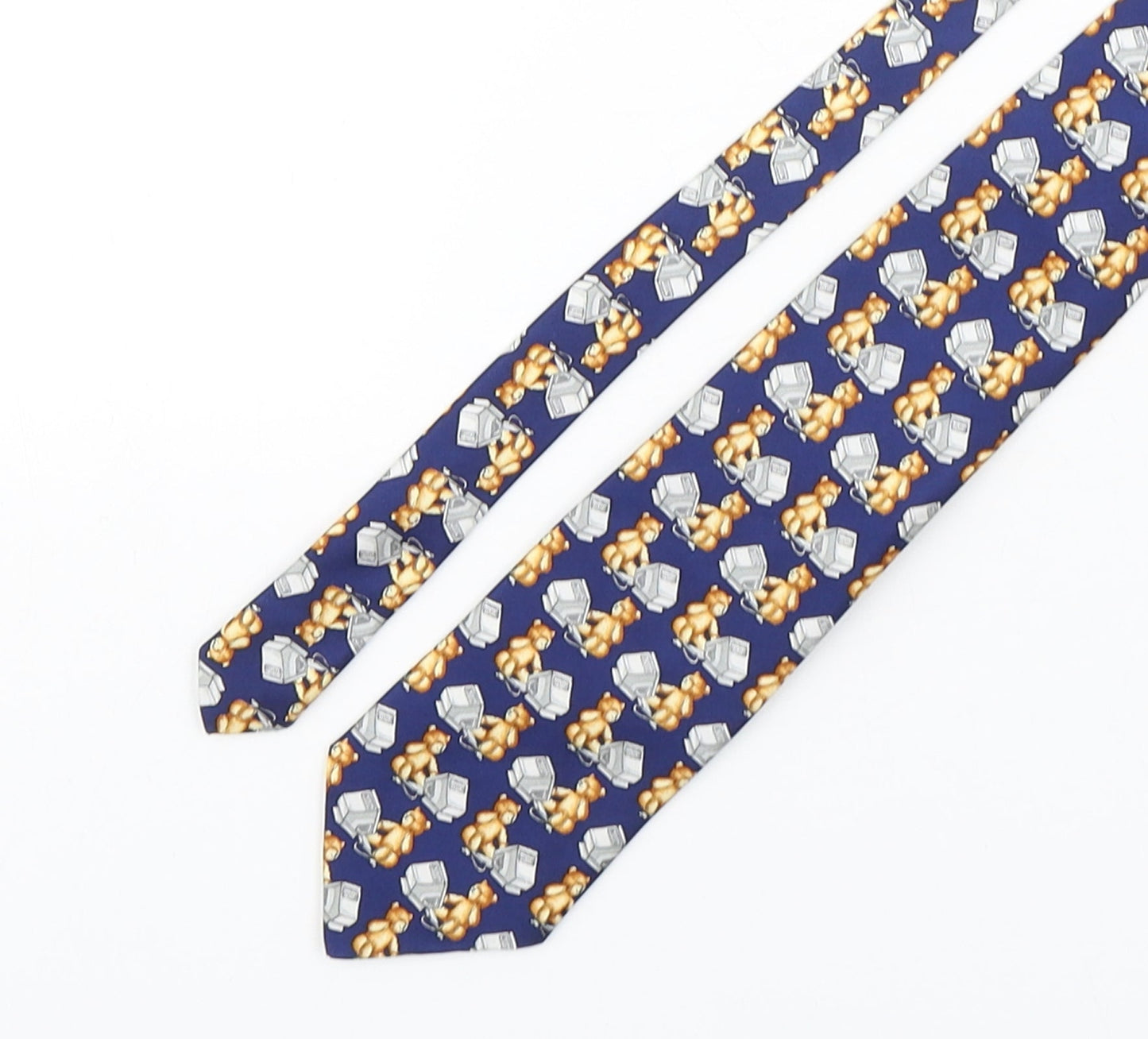 Berkertex Mens Multicoloured Geometric Silk Pointed Tie One Size - Teddy Bears