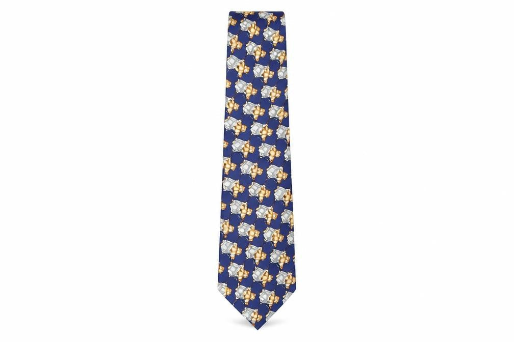 Berkertex Mens Multicoloured Geometric Silk Pointed Tie One Size - Teddy Bears