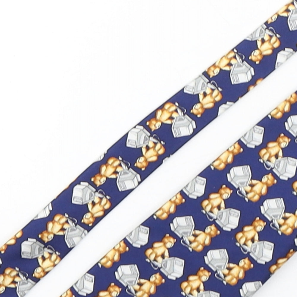 Berkertex Mens Multicoloured Geometric Silk Pointed Tie One Size - Teddy Bears