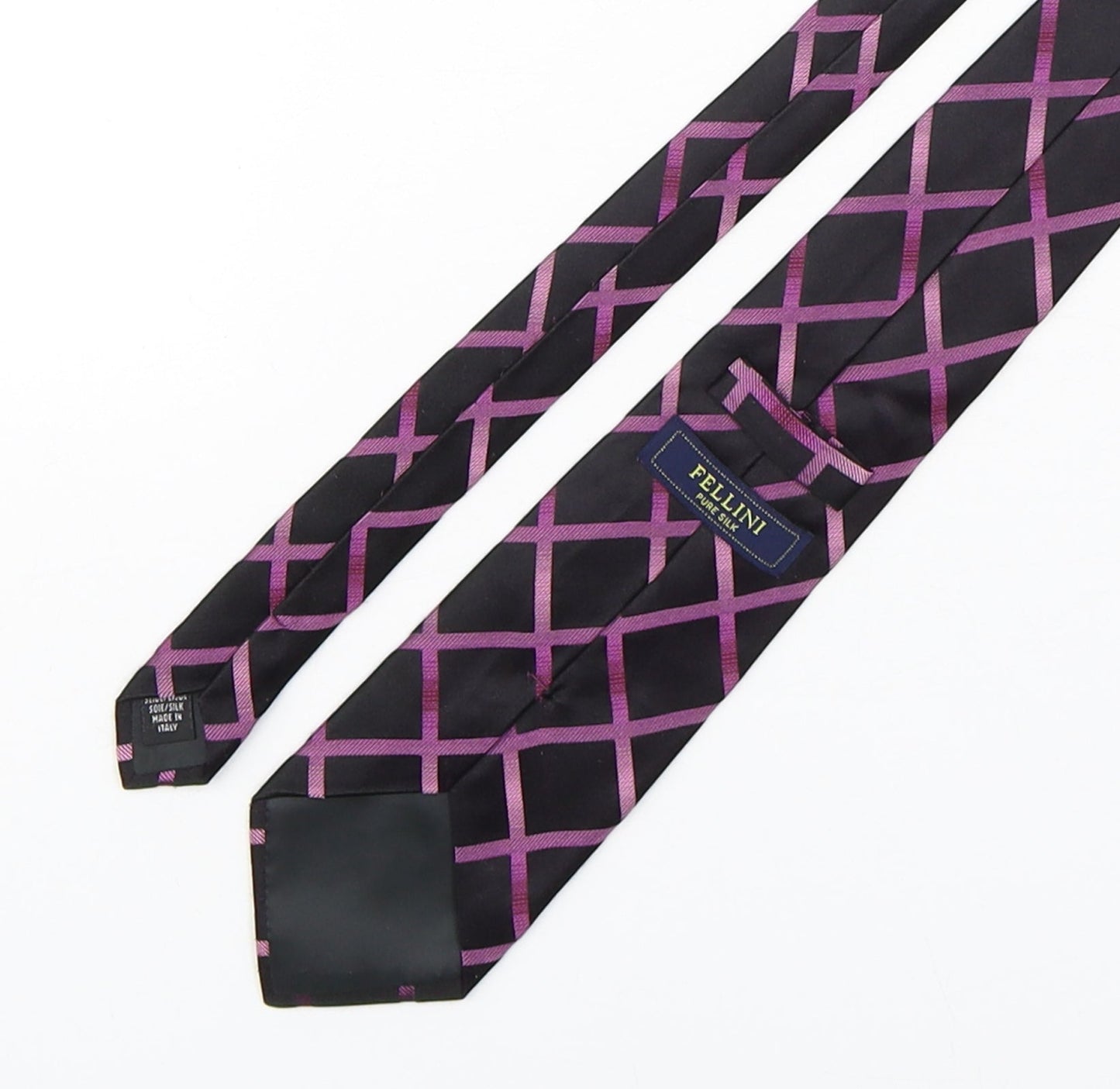 Fellini Mens Multicoloured Geometric Silk Pointed Tie One Size