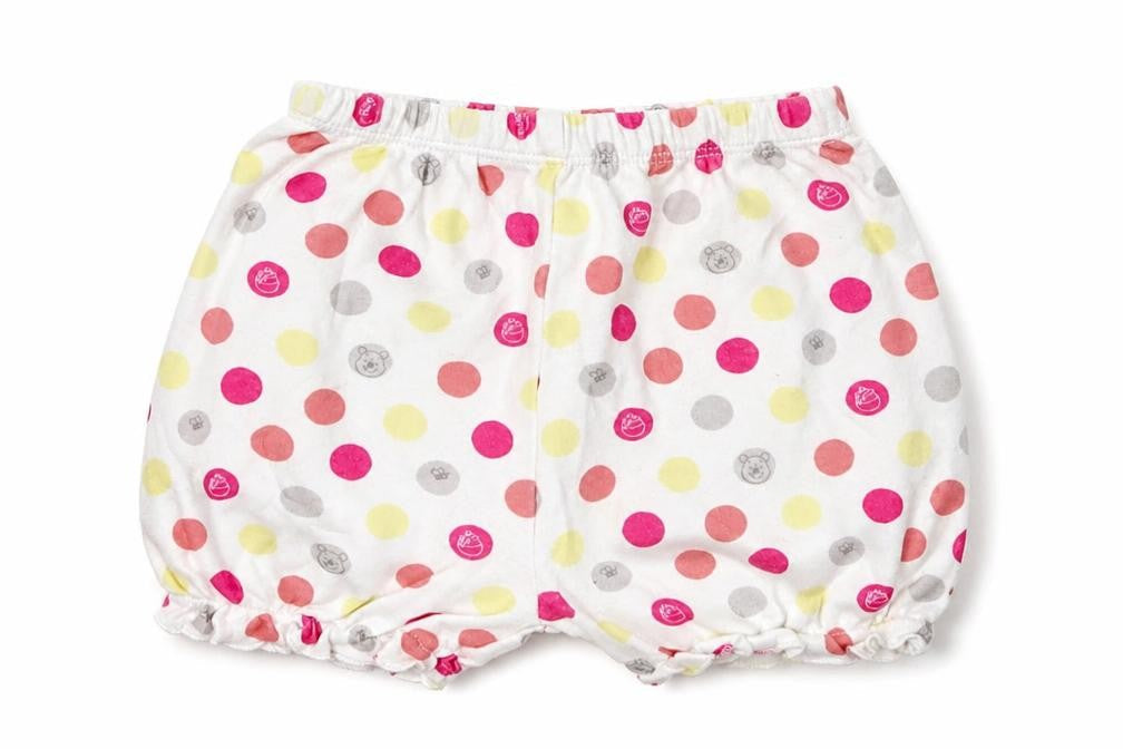 Disney Girls White Polka Dot Cotton Cropped Trousers Size 9-12 Months   - Winnie the Pooh Shorts