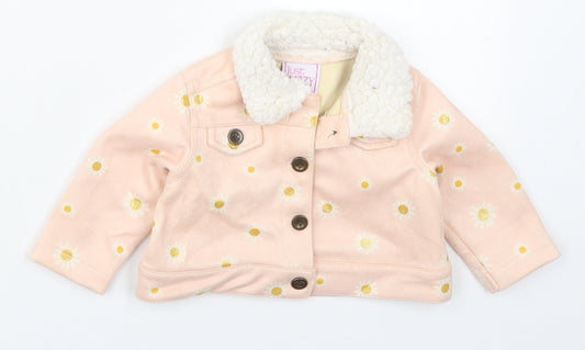 Just Lizzy Girls Pink Floral  Jacket  Size 6-9 Months   Button