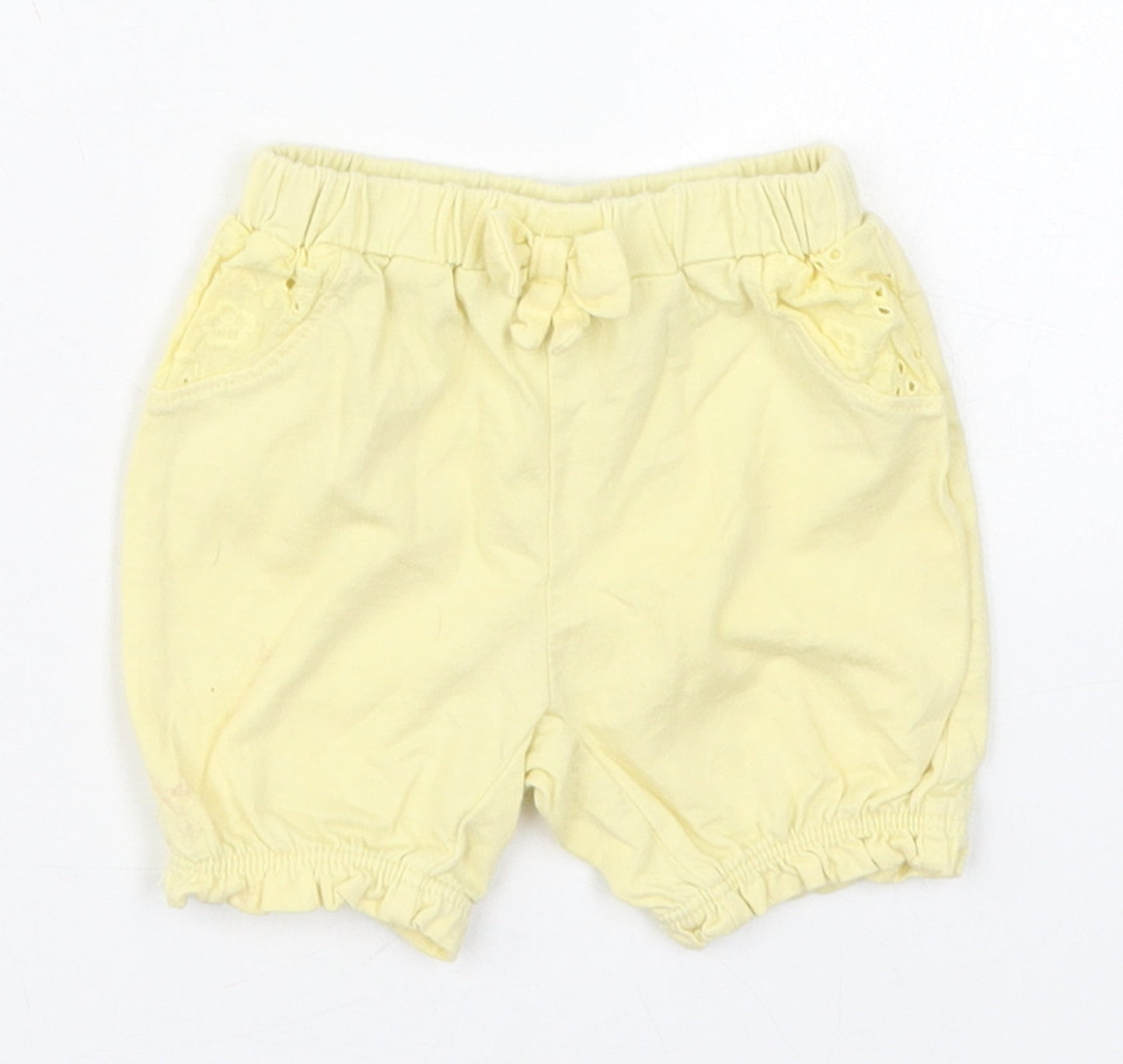 Matalan Girls Yellow  Cotton Cropped Trousers Size 0-3 Months