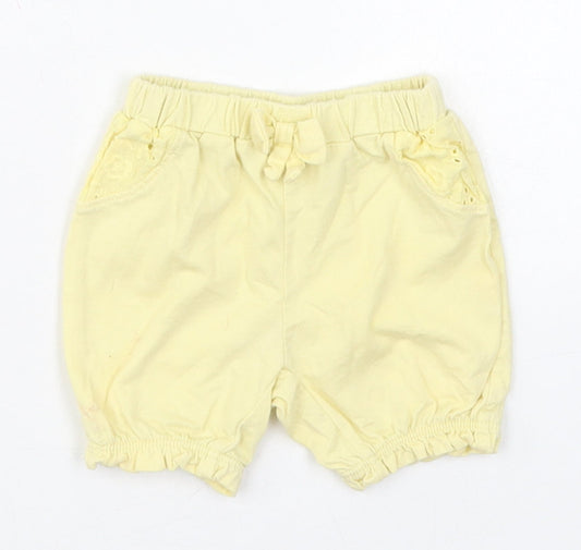 Matalan Girls Yellow  Cotton Cropped Trousers Size 0-3 Months