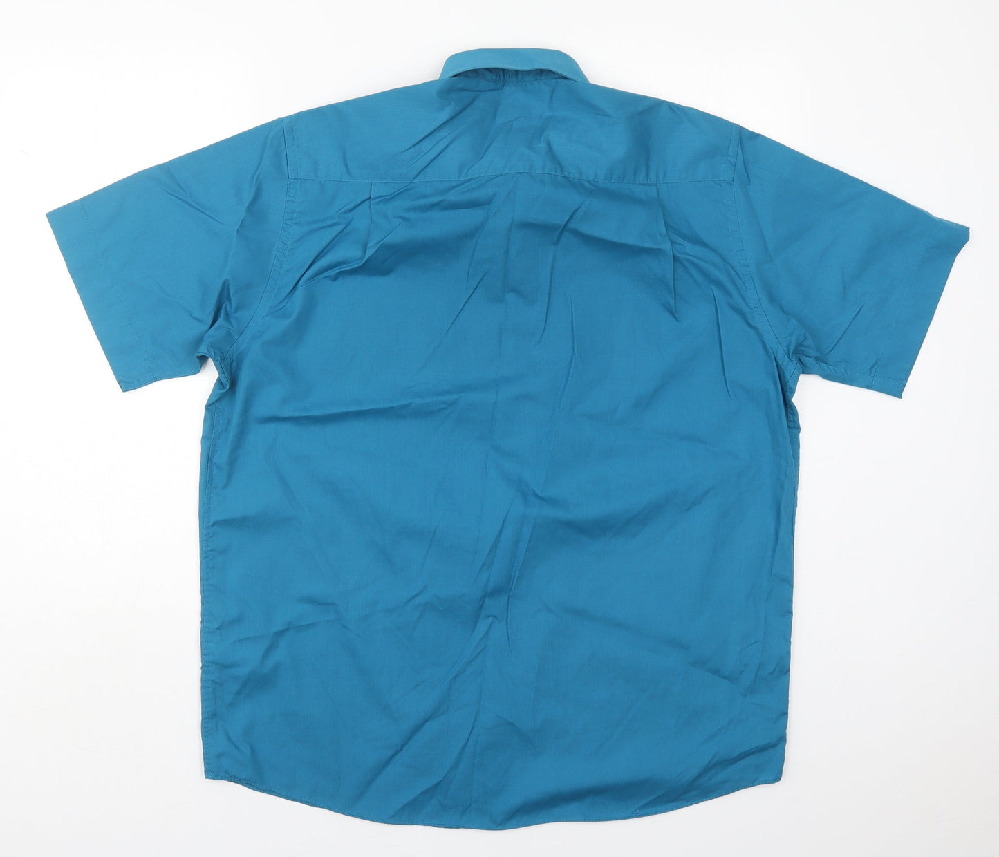 BHS Mens Blue  Polyester  Button-Up Size 16 Collared Button