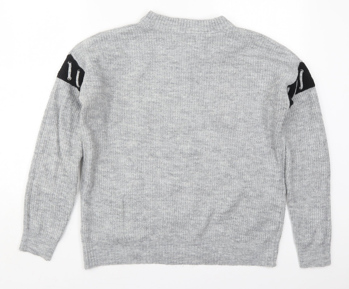 Matalan Womens Grey Crew Neck  Acrylic Pullover Jumper Size M