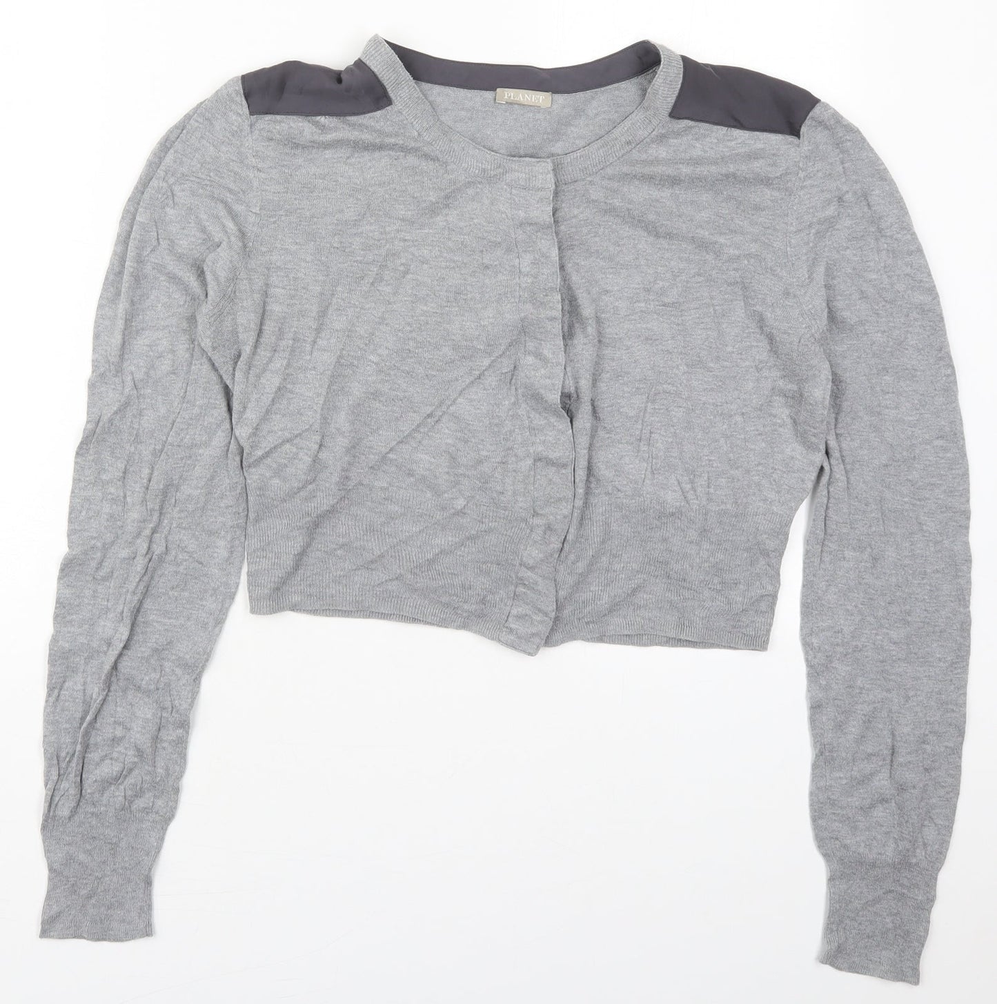 Planet Womens Grey Round Neck  Cotton Cardigan Jumper Size XL
