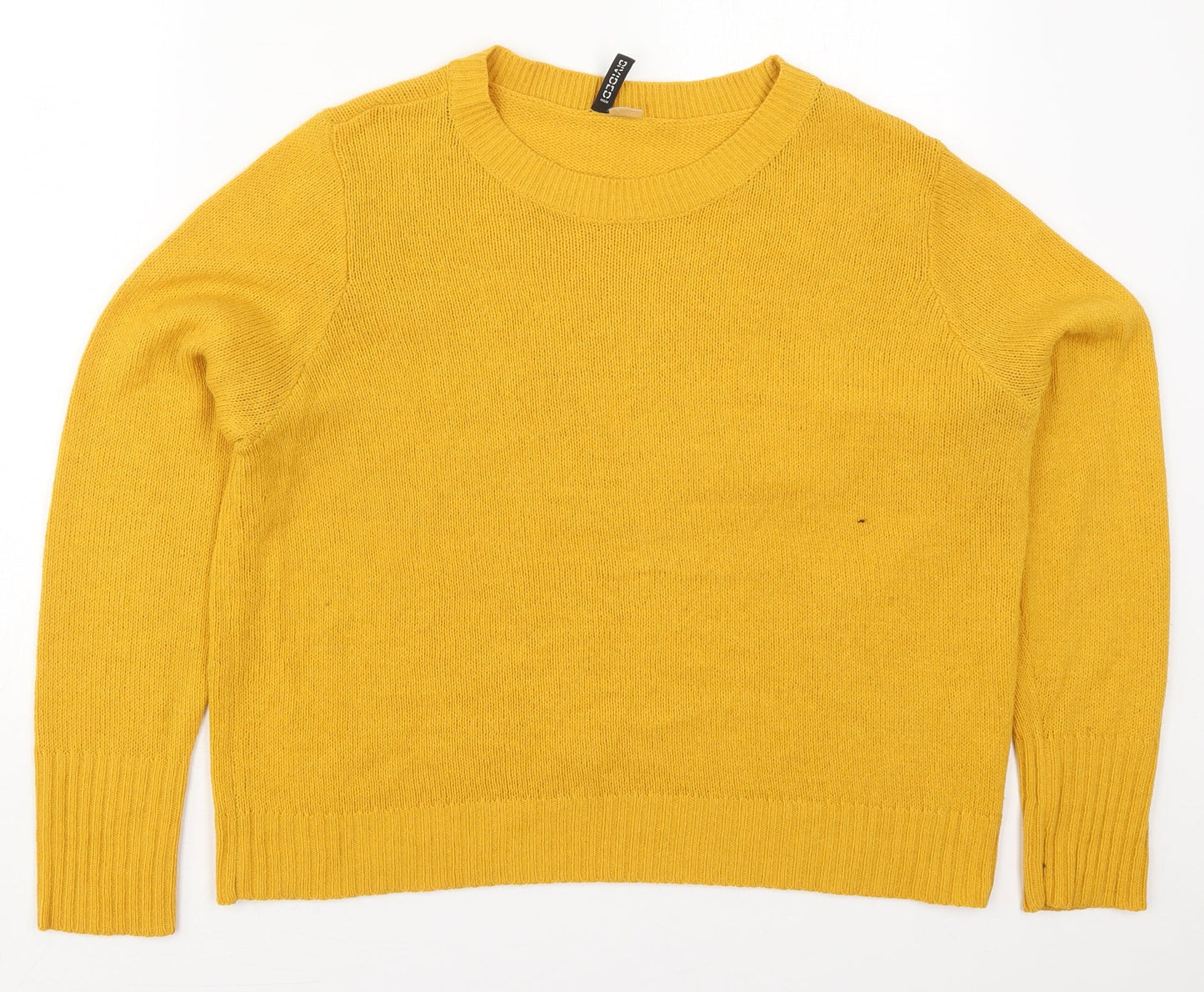 H&M Womens Yellow Crew Neck  Acrylic Pullover Jumper Size L