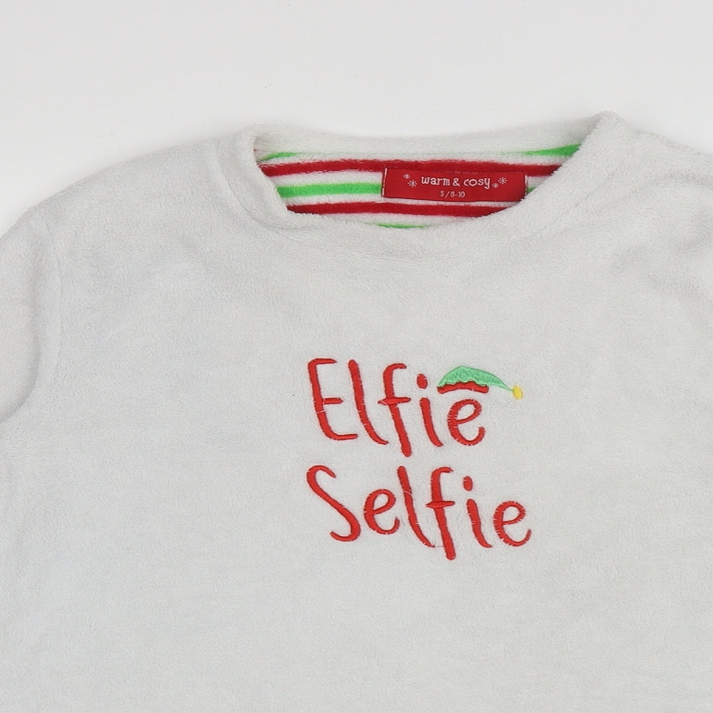 Preworn Womens Grey Solid Polyester Top Pyjama Top Size 2   - Christmas 'Elfie Selfie'