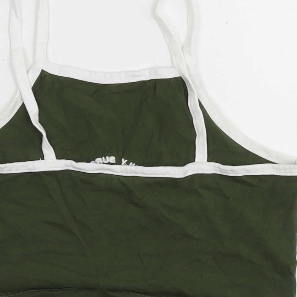 Matalan Girls Green  Cotton Cropped Tank Size 10 Years Square Neck  - Malibu Surf Club