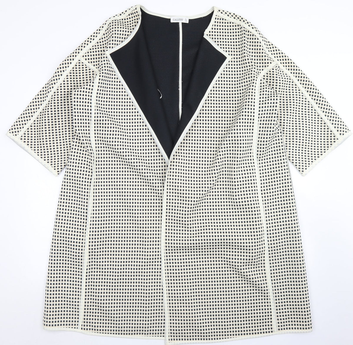 Gallery Womens Ivory Check  Jacket Blazer Size L