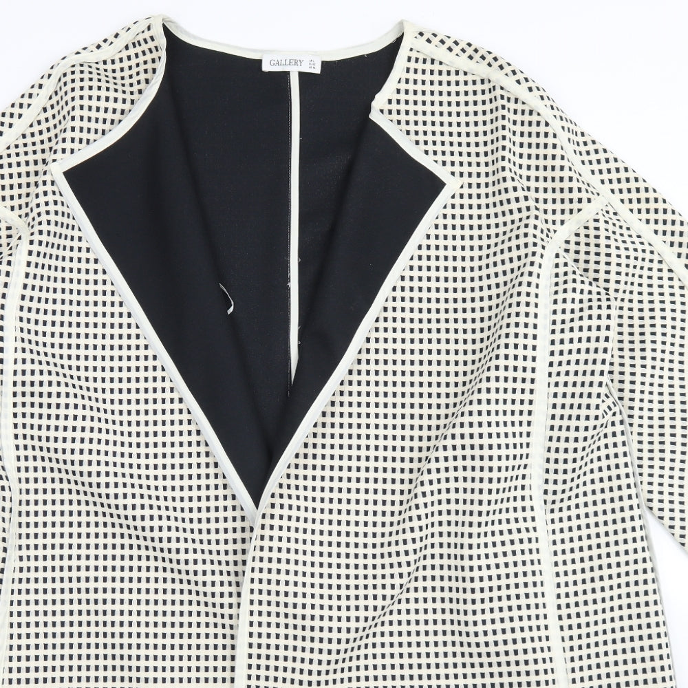 Gallery Womens Ivory Check  Jacket Blazer Size L