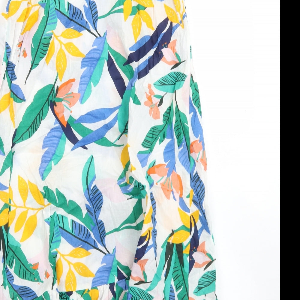 F&F Womens White Floral Cotton Tank Dress  Size 10  Round Neck