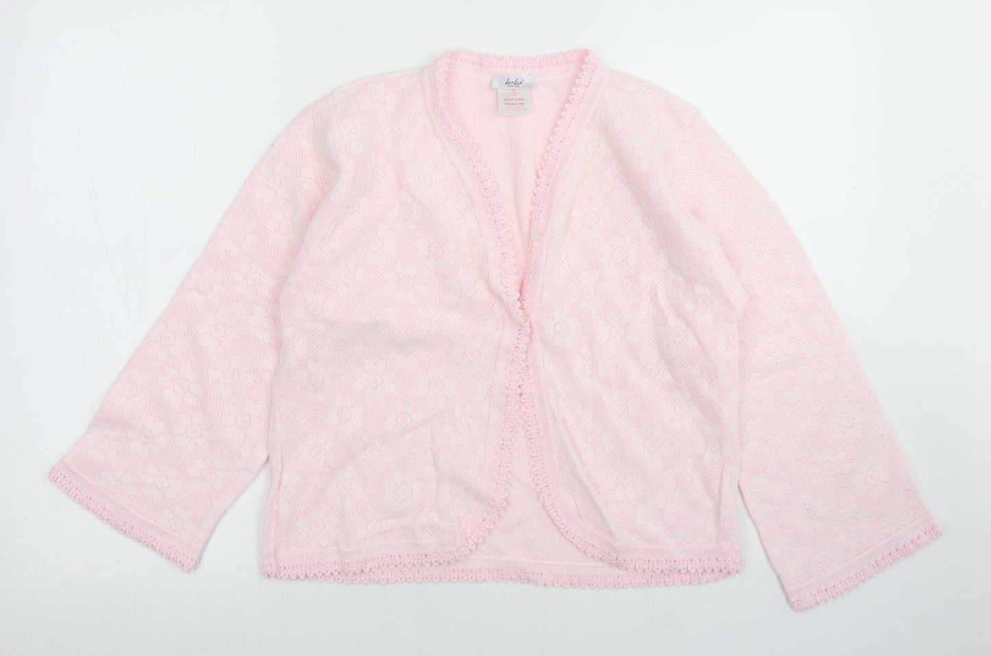 Lux Lux Womens Pink V-Neck  Acrylic Cardigan Jumper Size S