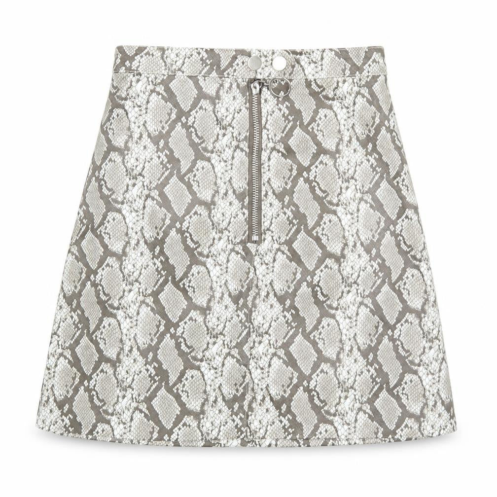 Divided Womens Grey Animal Print Polyester A-Line Skirt Size 4   Zip