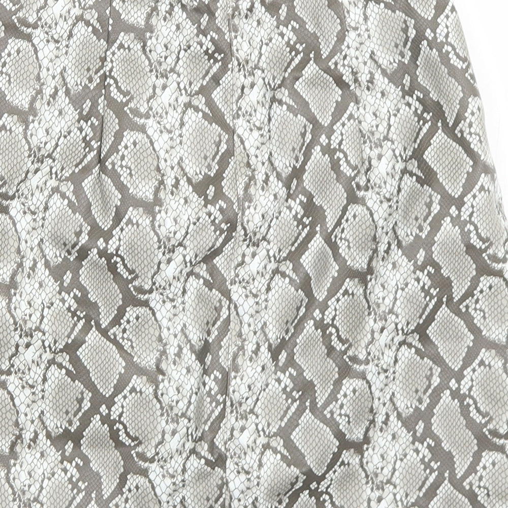 Divided Womens Grey Animal Print Polyester A-Line Skirt Size 4   Zip