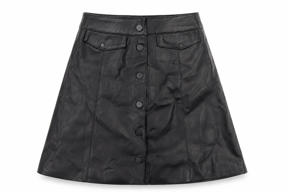 Divided Womens Black  Polyester A-Line Skirt Size 4   Snap