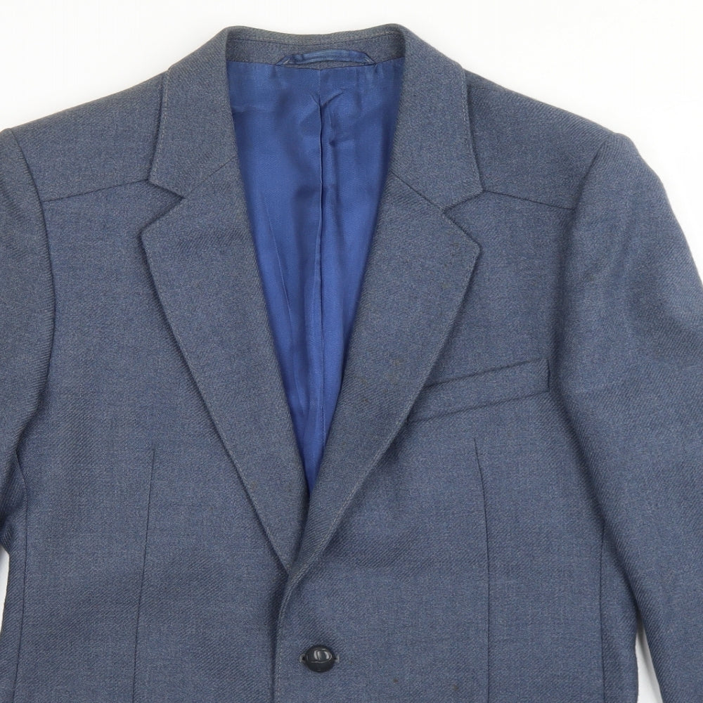 Preworn Mens Blue  Polyester Jacket Blazer Size 38