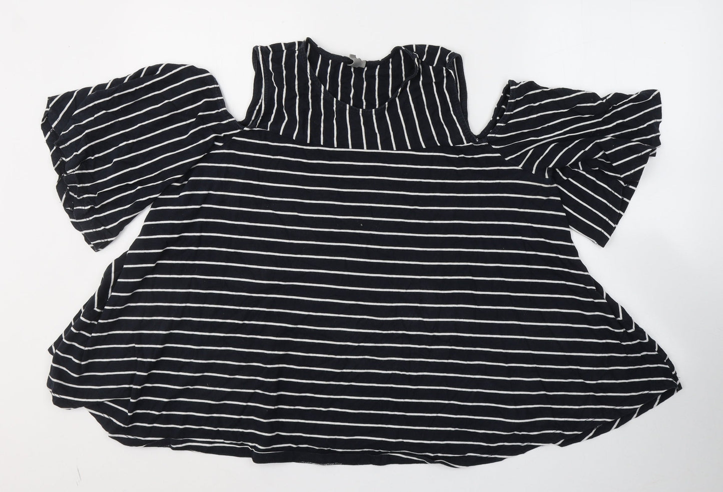 ASOS Womens Blue Striped Cotton Basic Blouse Size 12 Round Neck